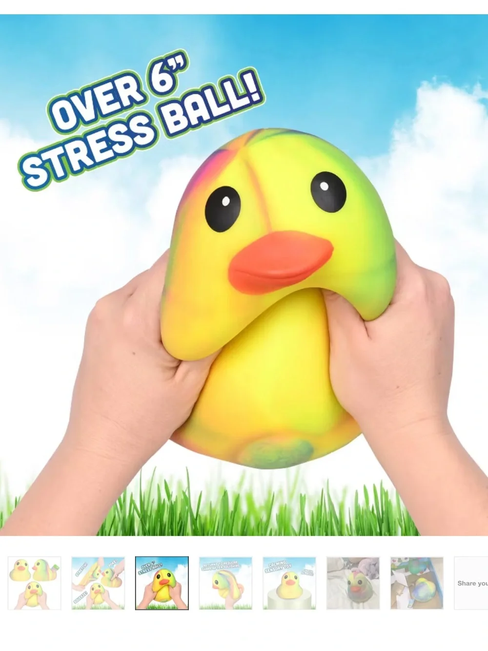 Sunny Days Jumbo Squeezy Duck XL Tie Dye Squishy Sensory Fidget NEW